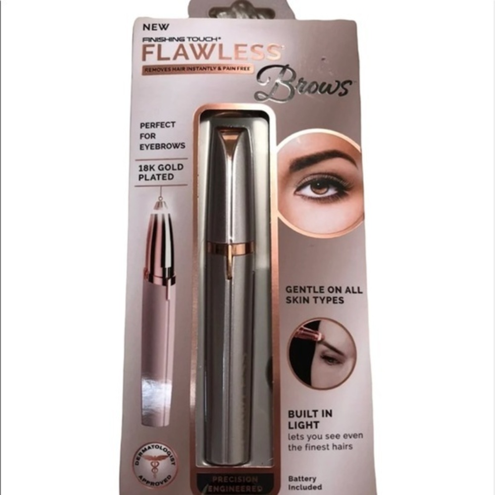 FlawLess Brows Perfect For Eyebrows 18 K Gold Plated‎ Built In Light New